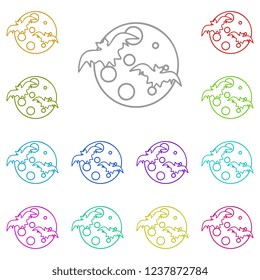 Bats and moon icon in multi color. Simple glyph vector of halloween set for UI and UX, website or mobile application