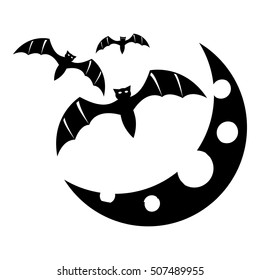 Bats and moon icon. Simple illustration of bats and moon vector icon for web