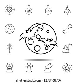 Bats and moon icon. Simple outline vector element of Halloween icons set for UI and UX, website or mobile application