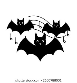 Bats with musical notes on for Halloween or music themes vector