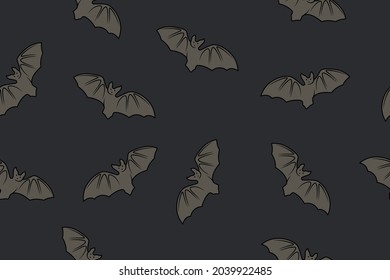 bats on black background, seamless vector pattern