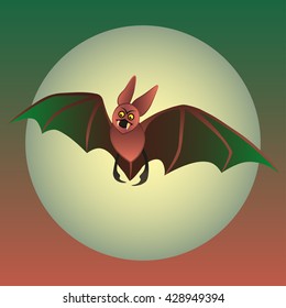 Bats on the Full Moon and starry sky background