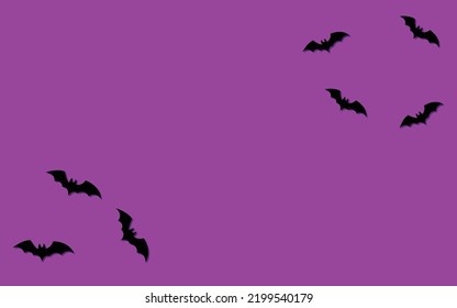 bats on purple background, halloween poster, card
