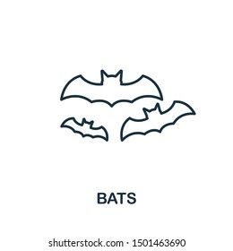 Bats outline icon. Thin line style from halloween icons collection. Pixel perfect simple element bats icon for web design, apps, software, print usage.