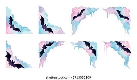 Bats with pastel clouds corner decorations