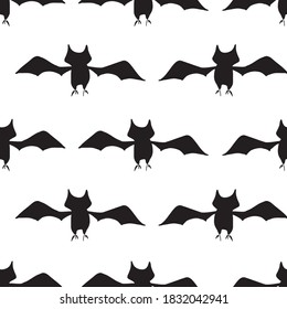 Bats a plenty seamless vector repeat black bats in stripes on a white background surface pattern design