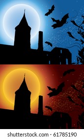 Bats in the ruins, two variants