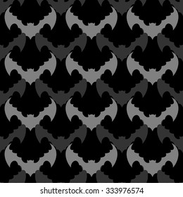 Bats seamless pattern. Background of flying animals. Black ornament from  bloodsuckers and vampires.
