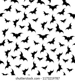Bats seamless pattern background. Halloween. Vector silhouette. Vector illustration