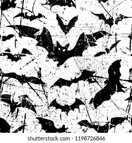 Bats seamless pattern background. Halloween. Vector silhouette. Vector illustration