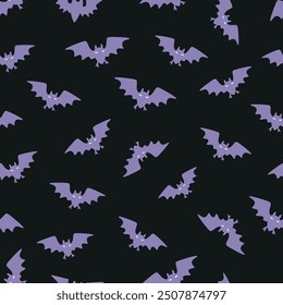 Bats seamless pattern. Halloween Background. Vector flat illustration. 
