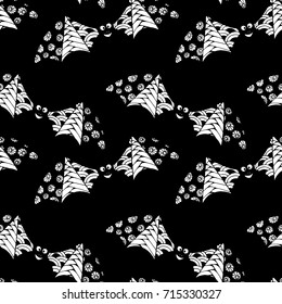 Bats Seamless Pattern. Halloween Background with Zentangle Bats Hand Drawn and Traced to Vector. Seamless Texture for Wrapping or Halloween Decoration. Background with Doodled Vampires.