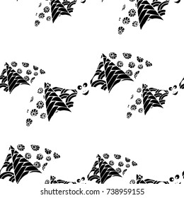 Bats Seamless Pattern. Halloween Background with Zentangle Bats Hand Drawn and Traced to Vector. Seamless Texture for Wrapping or Halloween Decoration. Background with Doodled Vampires.