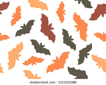 Bats seamless pattern on white background. Halloween, October 31st. Vector illustration