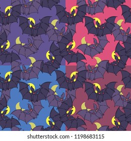 Bats seamless pattern. Vector illustration of seamless patterns for the celebration of Halloween. The file has 4 background options.