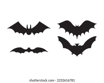 Bats set. Vector filled icons for creating tattoos and stickers.