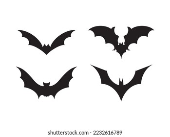 Bats set. Vector filled icons for creating tattoos and stickers.