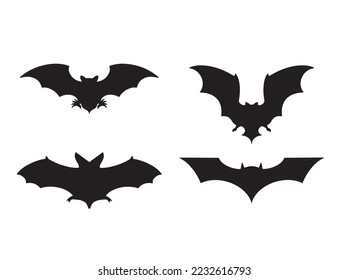 Bats set. Vector filled icons for creating tattoos and stickers.