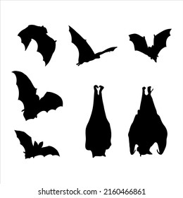 bats silhouette collection, vector illustration, design elements for halloween. Bat icon. 
