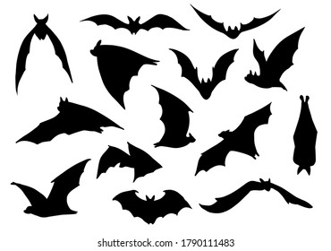 Bats silhouettes set. Vector shapes