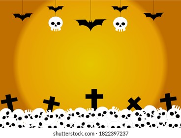 Bats & skulls hanging decorated halloween background vector.