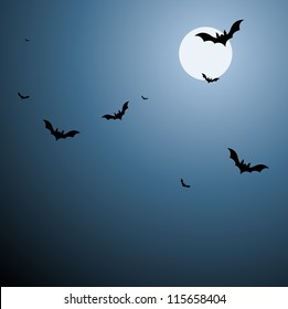 Bats in Sky Background in Vector