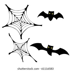 Bats & Spider Web-vector