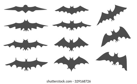Bats. Stylized silhouettes set.