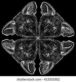 Bats Vector illustration of a white line on a black background
