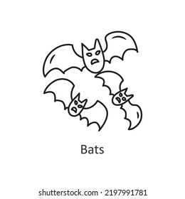 Bats vector outline Icon Design illustration. Halloween Symbol on White background EPS 10 File