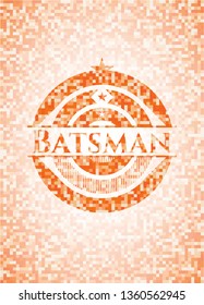 Batsman abstract orange mosaic emblem