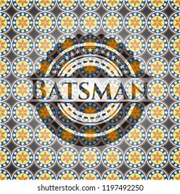 Batsman arabic style emblem. Arabesque decoration.