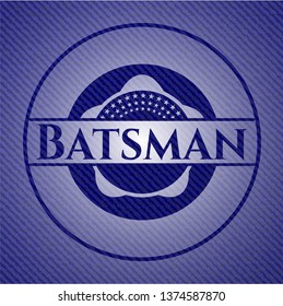 Batsman emblem with denim texture