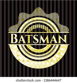 Batsman gold badge or emblem. Vector Illustration. Detailed.