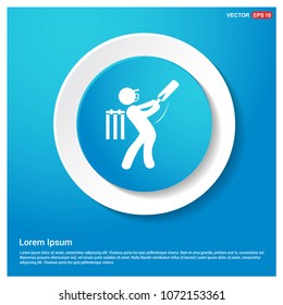 Batsman Icon Abstract Blue Web Sticker Button