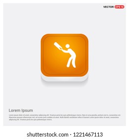 Batsman Icon Orange Abstract Web Button - Free vector icon
