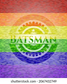 Batsman lgbt colors emblem. Vector Illustration. Mosaic. 