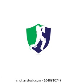 Batsman playing cricket. Cricket competition logo. Cricket championship.	