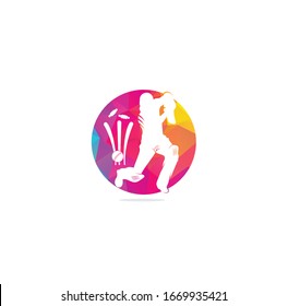 Batsman playing cricket. Cricket competition logo. Cricket championship. Cricket logo