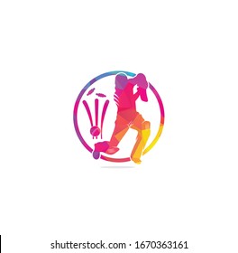 Batsman playing cricket. Cricket competition logo. Cricket championship. Cricket logo