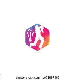 Batsman playing cricket. Cricket competition logo. Cricket championship. Cricket logo