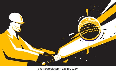 Batsman playing cricket on abstract background. The sports competitions.