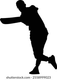 A batsman playing cricket silhouette vector design. isolated on transparent background.