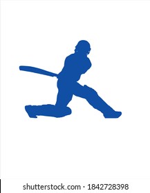 batsman playing cricket from splash of watercolors.Silhouette cricket player