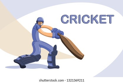 Batsman playing cricket. Stylized cricketer character for website design. Cricket championship.