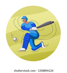 Batsman playing cricket. Stylized cricketer character for website design. Cricket championship.