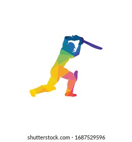 Batsman playing cricket vector design. Cricket competition logo.