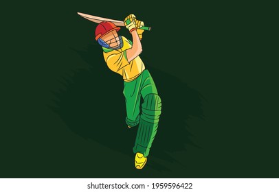 batsman playing cricket vector illustration