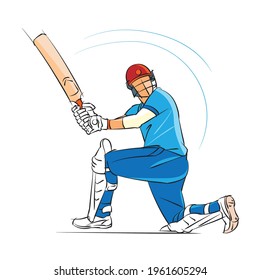 batsman playing cricket vector illustration