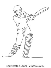 Batsman playing helicopter shot, continuous line art!